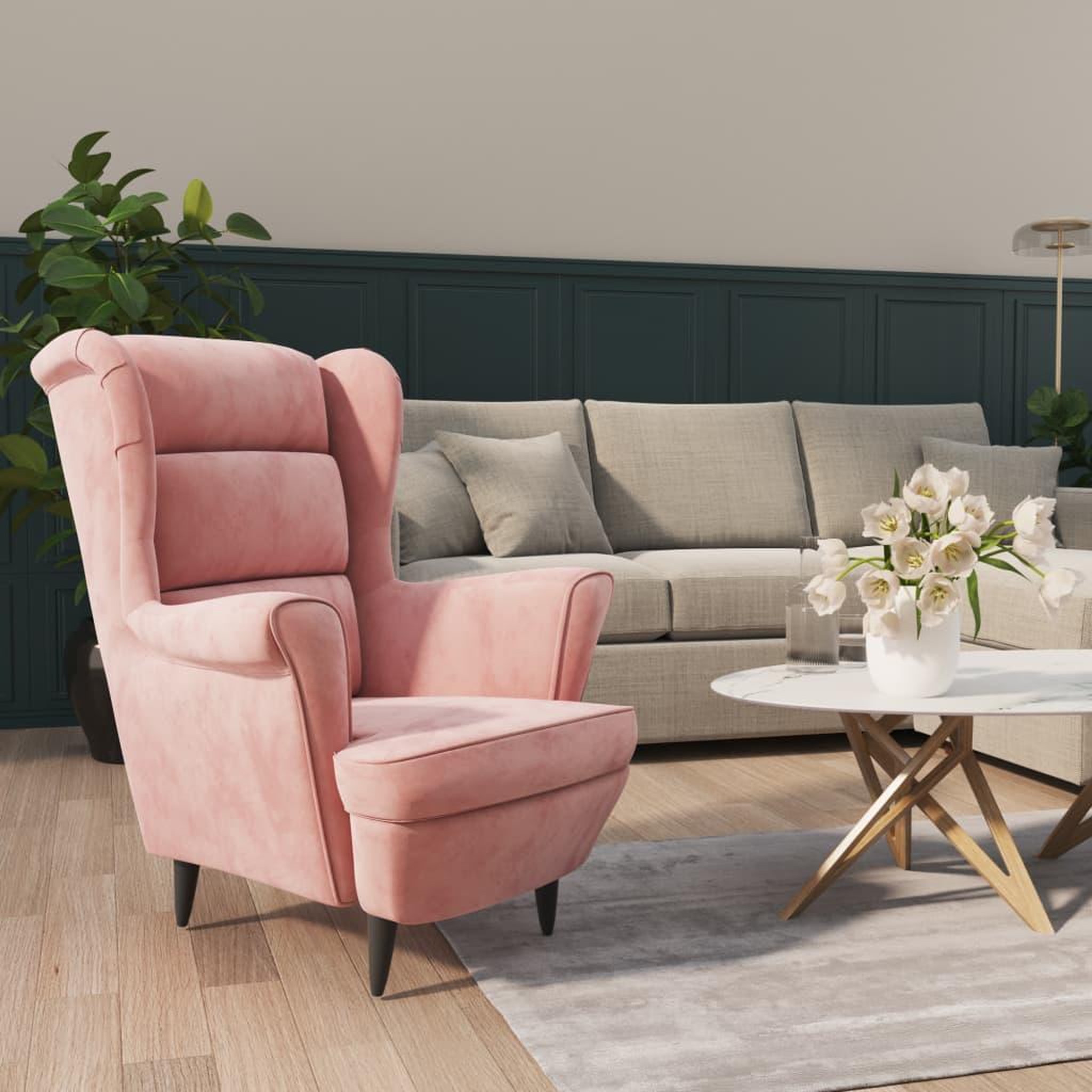 Voir la diapositive 1 : VIDAXL Fauteuil rose velours