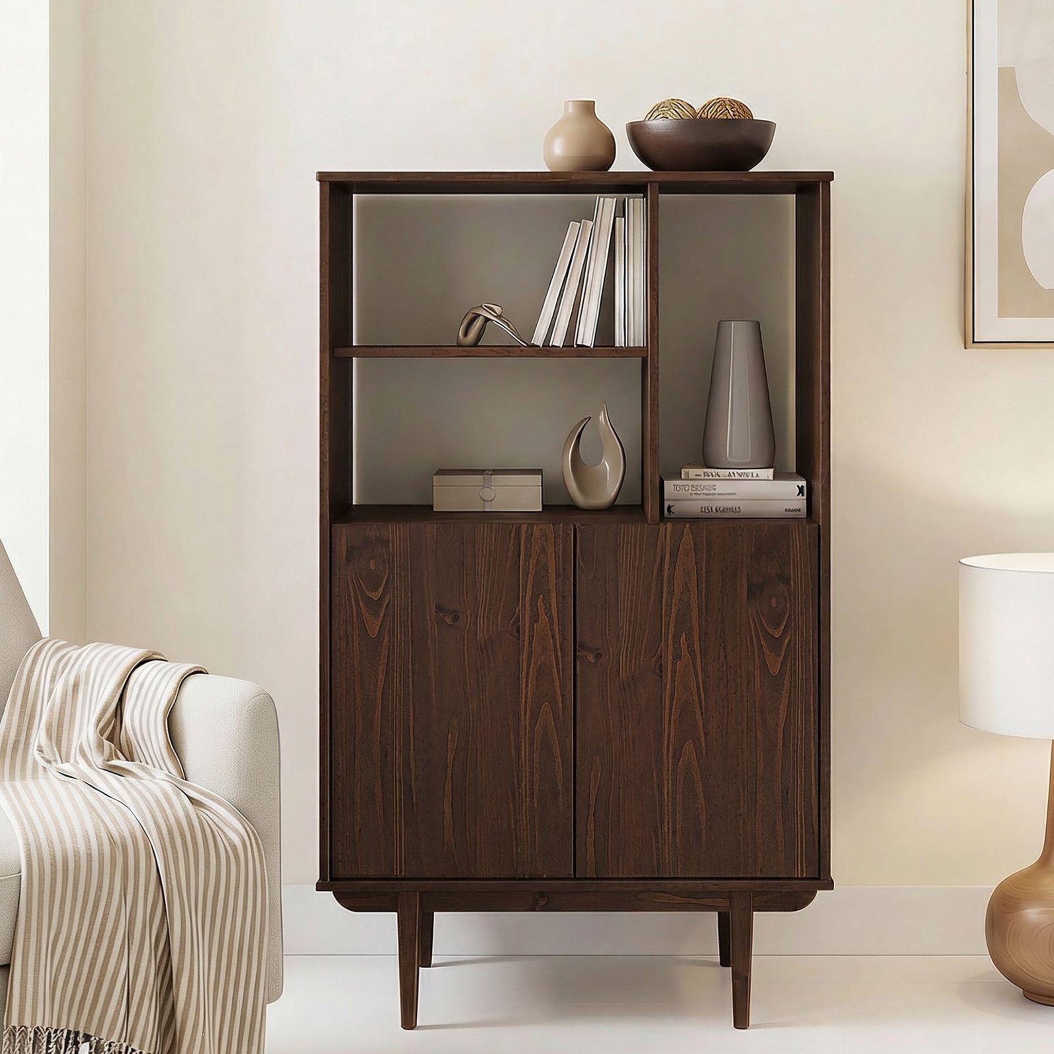 Voir la diapositive 2 : IDIMEX Buffet haut SIMONA H 133 cm en bois massif