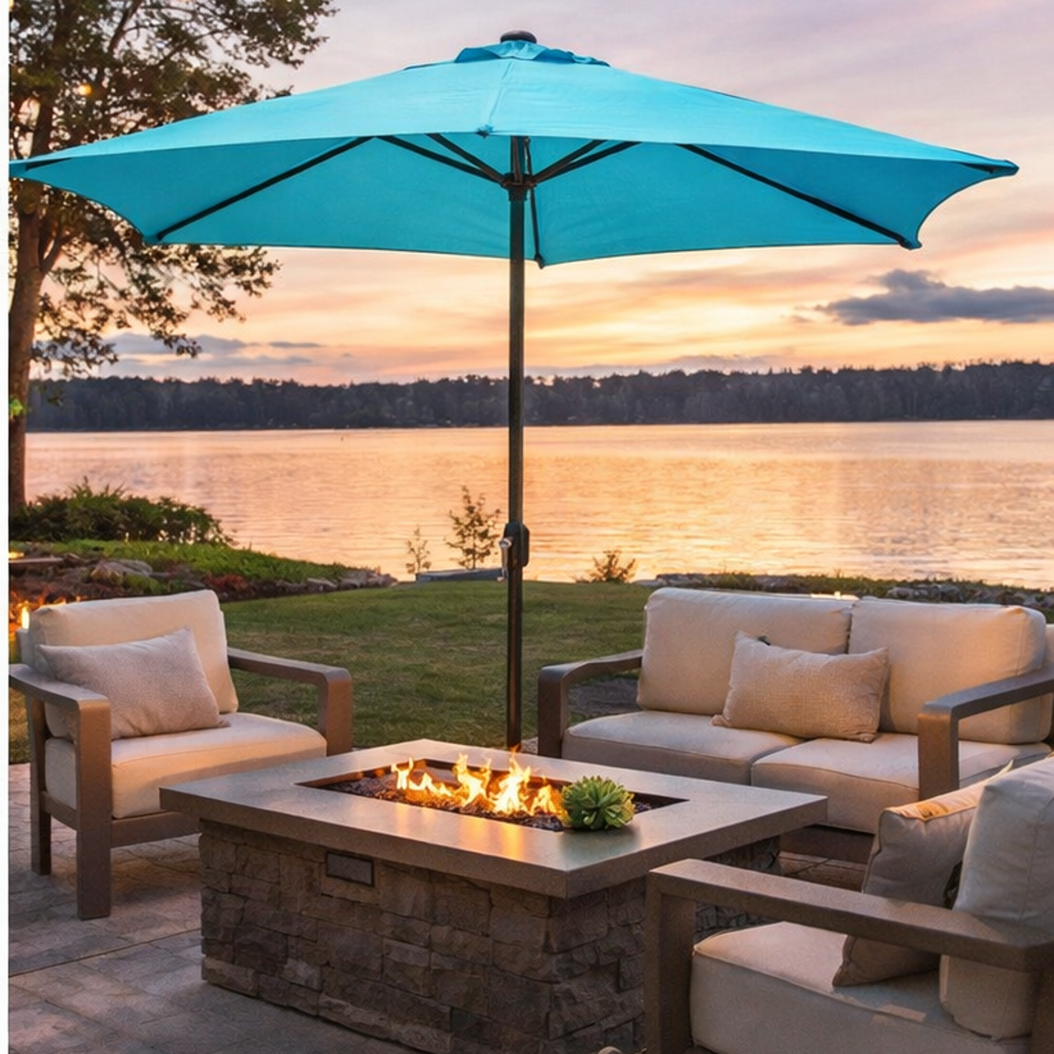 Voir la diapositive 2 : CONCEPT USINE Parasol  gris  rond 294 x 294 m portofino