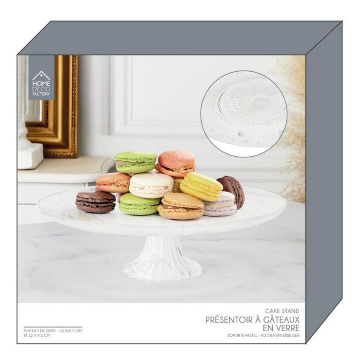 Paris Prix Présentoir à Gâteaux Verre  Ciselé  32cm Transparent