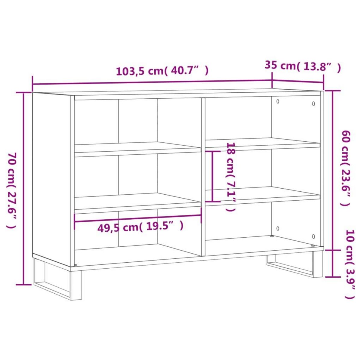 VIDAXL Buffet blanc brillant 103,5x35x70 cm bois d'ingenierie