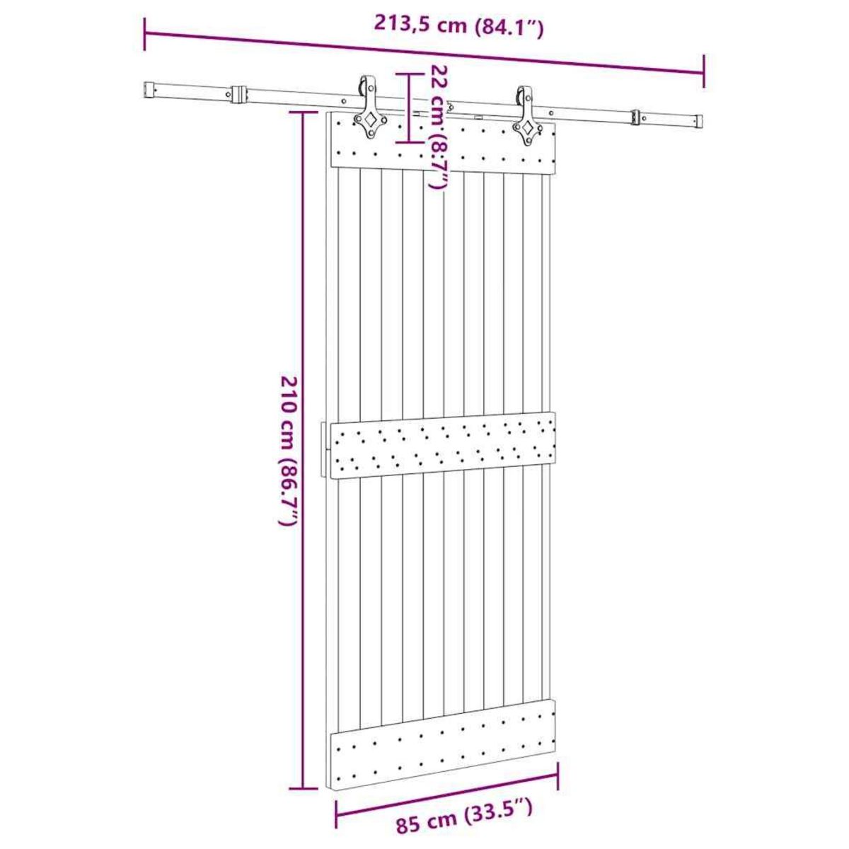 VIDAXL Porte coulissante et kit de quincaillerie 85x210 cm pin massif