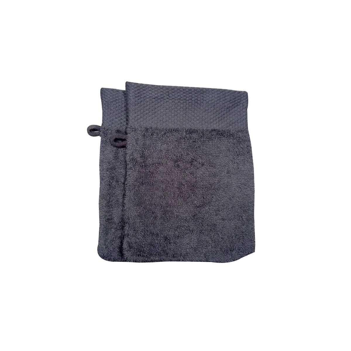 Lot de 2 gants de toilette uni en coton 450gsm