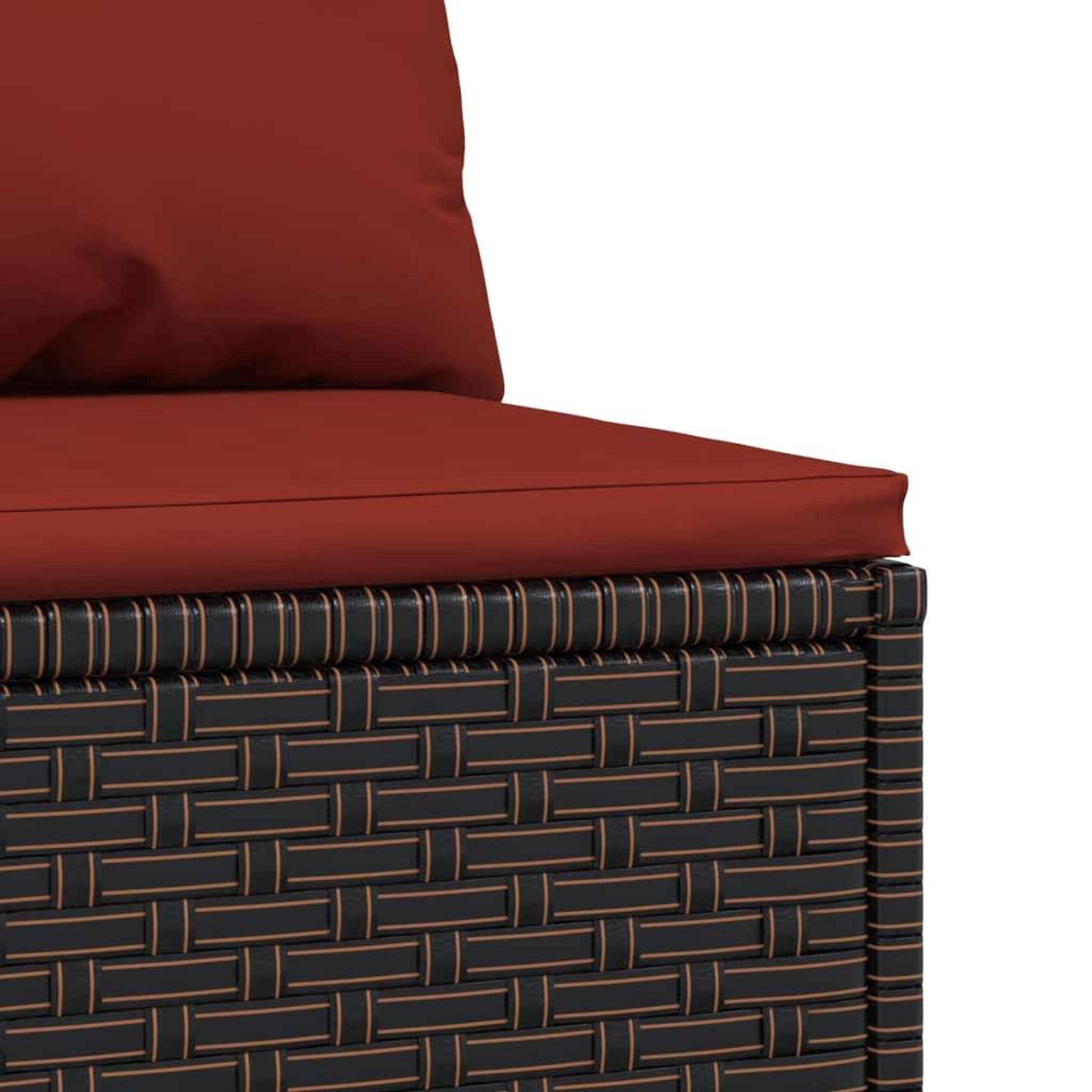 Voir la diapositive 5 : VIDAXL Canape central de jardin avec coussins marron resine tressee