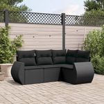 VIDAXL Salon de jardin 4 pcs avec coussins noir resine tressee