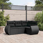 VIDAXL Salon de jardin 4 pcs avec coussins noir resine tressee