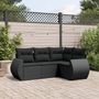 Voir la diapositive 1 : VIDAXL Salon de jardin 4 pcs avec coussins noir resine tressee