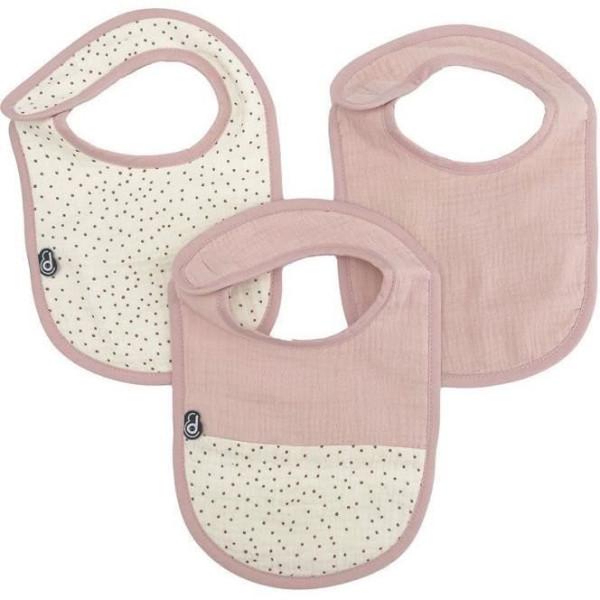DOMIVA Lot x3 bavoirs - domiva - 0-6 mois - gaze de coton - vieux rose