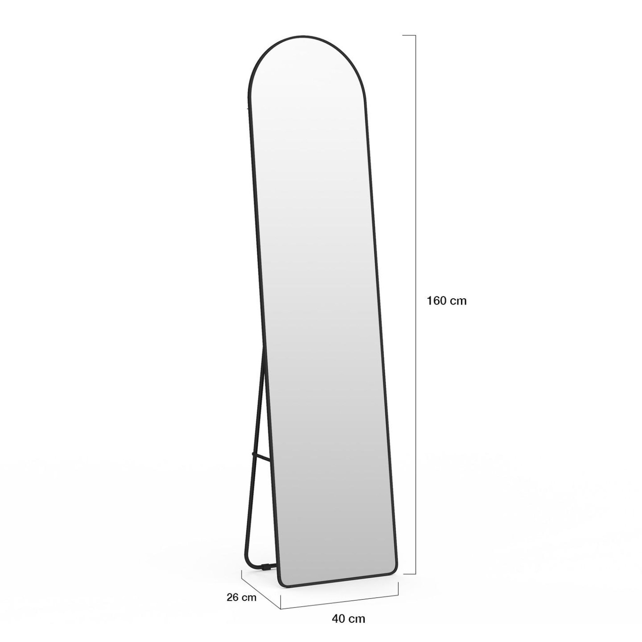Voir la diapositive 5 : ID MARKET Miroir sur pied contour noir 160 x 40 cm