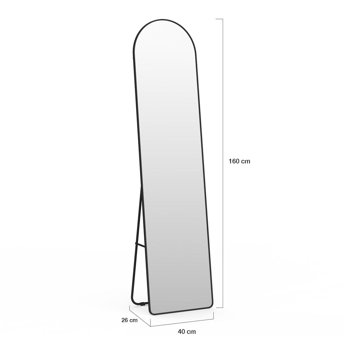 ID MARKET Miroir sur pied contour noir 160 x 40 cm