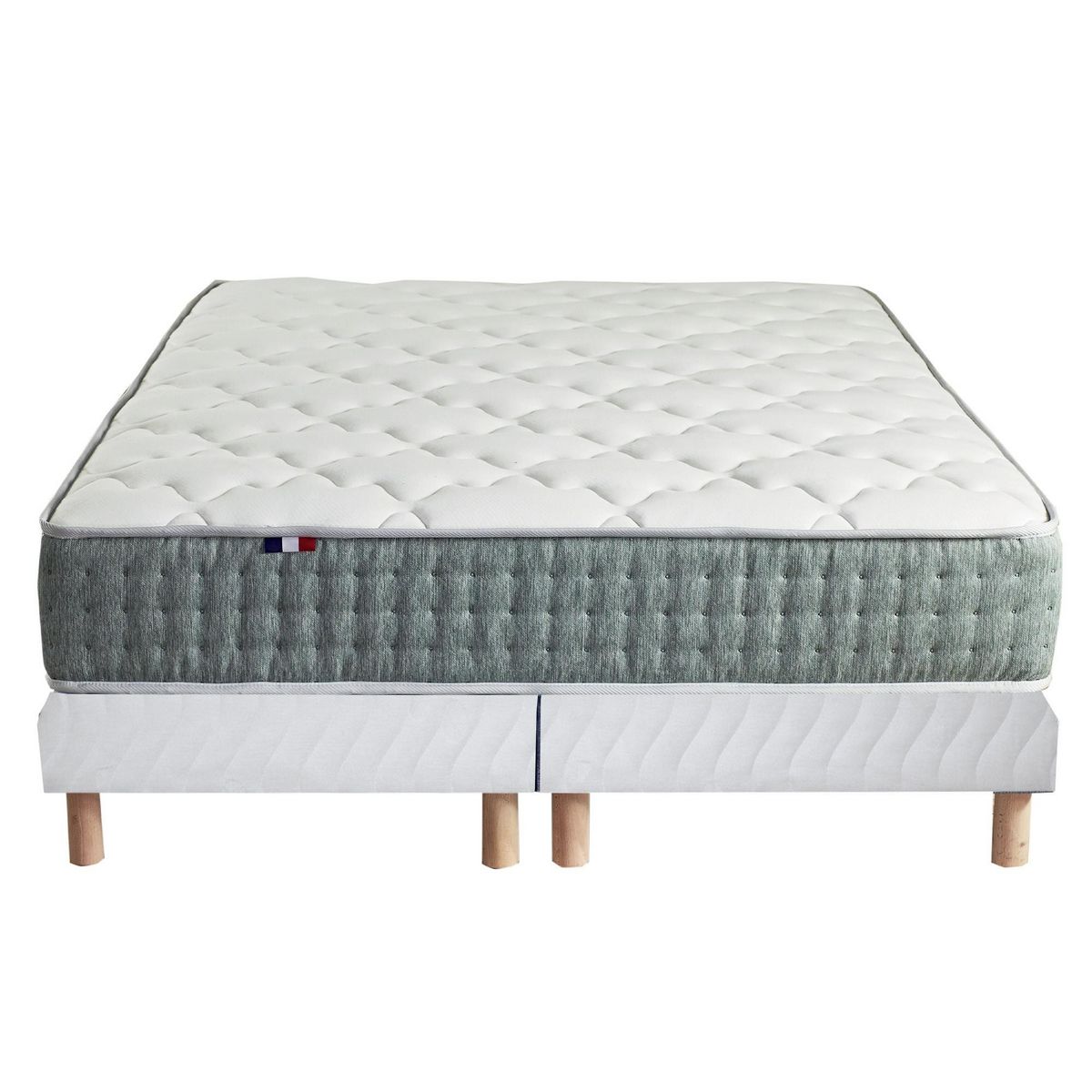 IDLITERIE Ensemble + matelas Ressort 7 zones Face Hiver/Eté différente HYGGE Fabriqué en France