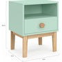 Voir la diapositive 4 : ID MARKET Table de chevet enfant JACOB 1 tiroir + 1 niche vert d'eau et bois