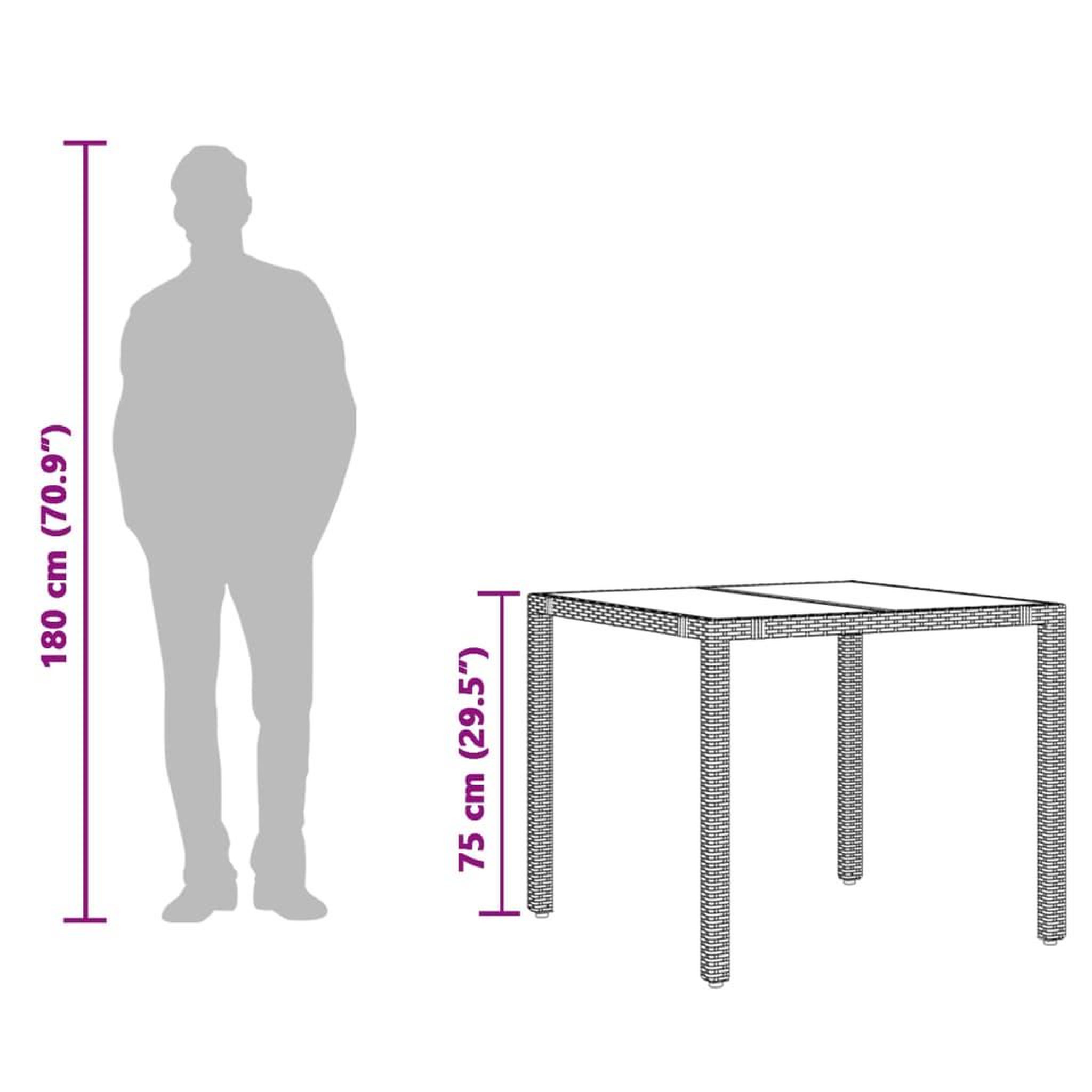 Voir la diapositive 6 : VIDAXL Table de jardin avec dessus en verre marron resine tressee