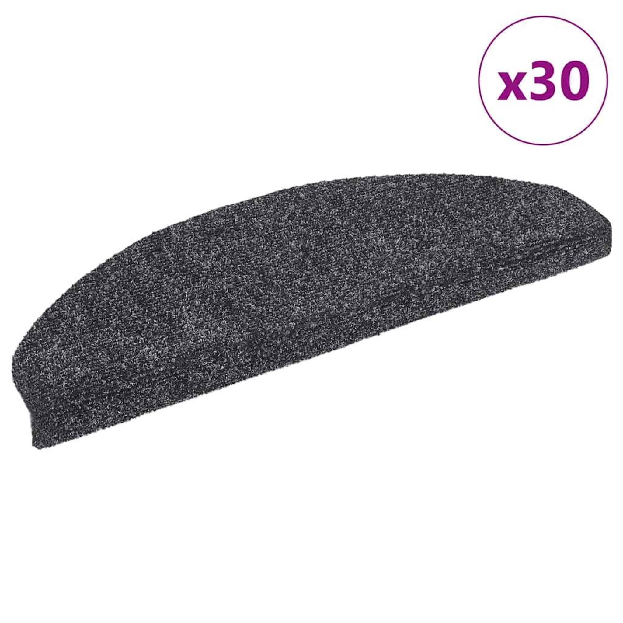 VIDAXL Tapis d'escalier auto-adhesifs 30 pcs gris fonce 65x21x4 cm