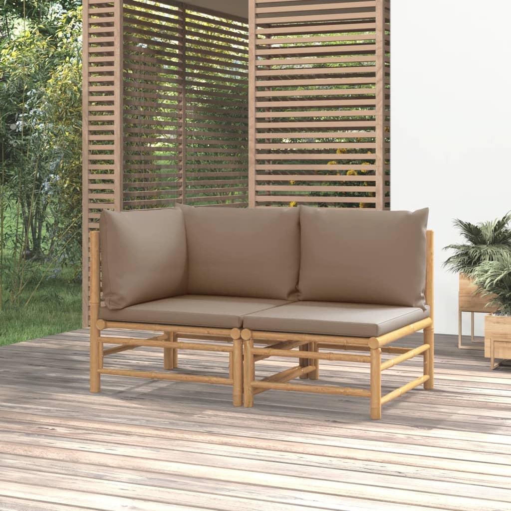 Voir la diapositive 1 : VIDAXL Salon de jardin 2 pcs avec coussins taupe bambou