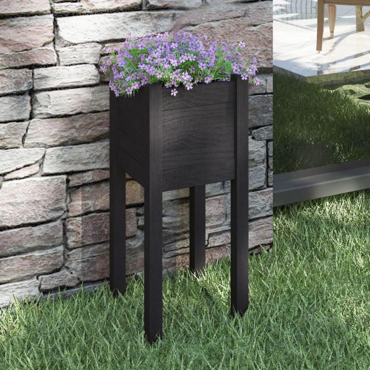 VIDAXL Jardiniere d'exterieur Noir 31x31x70 cm Bois de pin massif