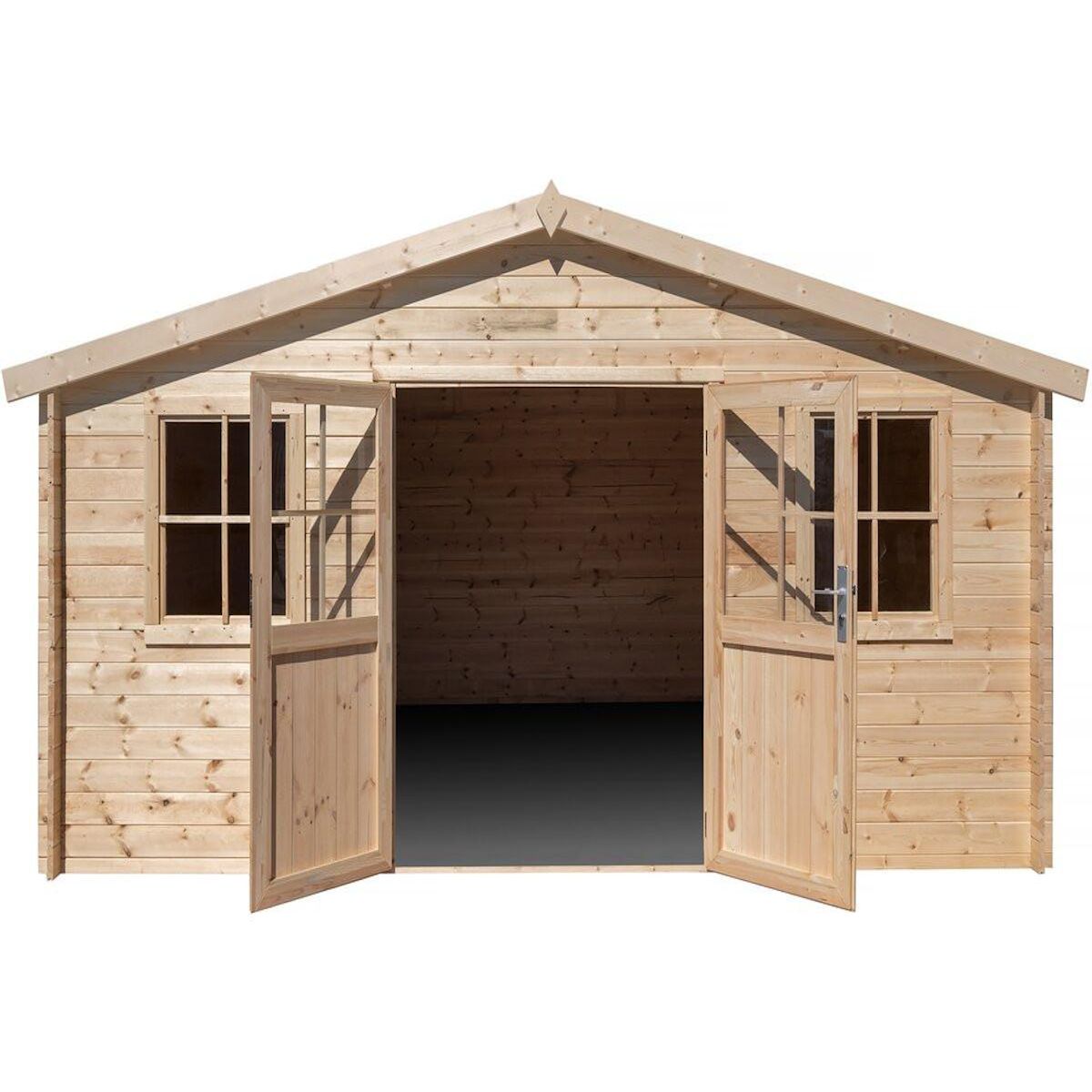 Habitat et Jardin Abri de jardin bois  Alex  - 20.20 m² - 4.80 x 4.00 x 2.39 m - 28 mm