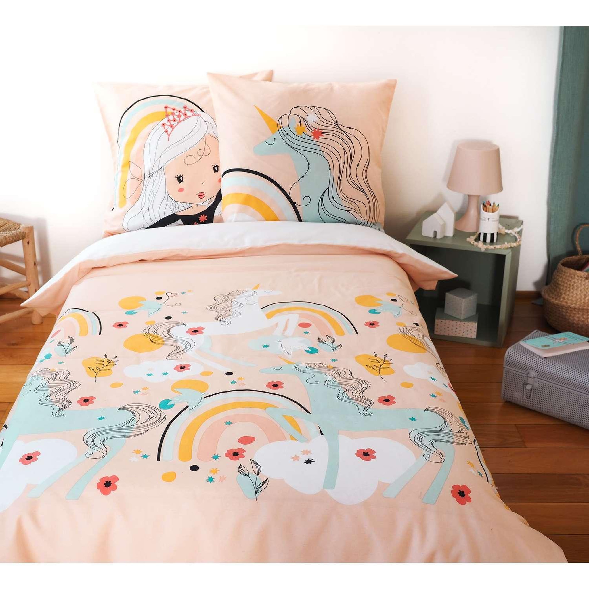 Voir la diapositive 5 : COTE DECO Parure de lit enfant licorne - polycoton 51 fils - 140 x 200 cm