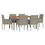 Voir la diapositive 3 : VIDAXL Ensemble a manger jardin et coussins 7 pcs gris rotin