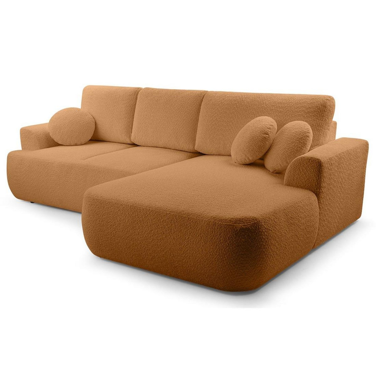 BEST MOBILIER Candela - canapé d'angle droit 4 places - convertible avec coffre - en tissu bouclette