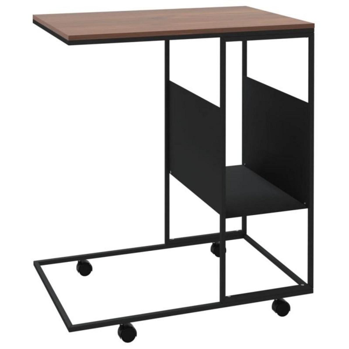 VIDAXL Table d appoint avec roues noir 55x36x63,5 cm bois d ingénierie