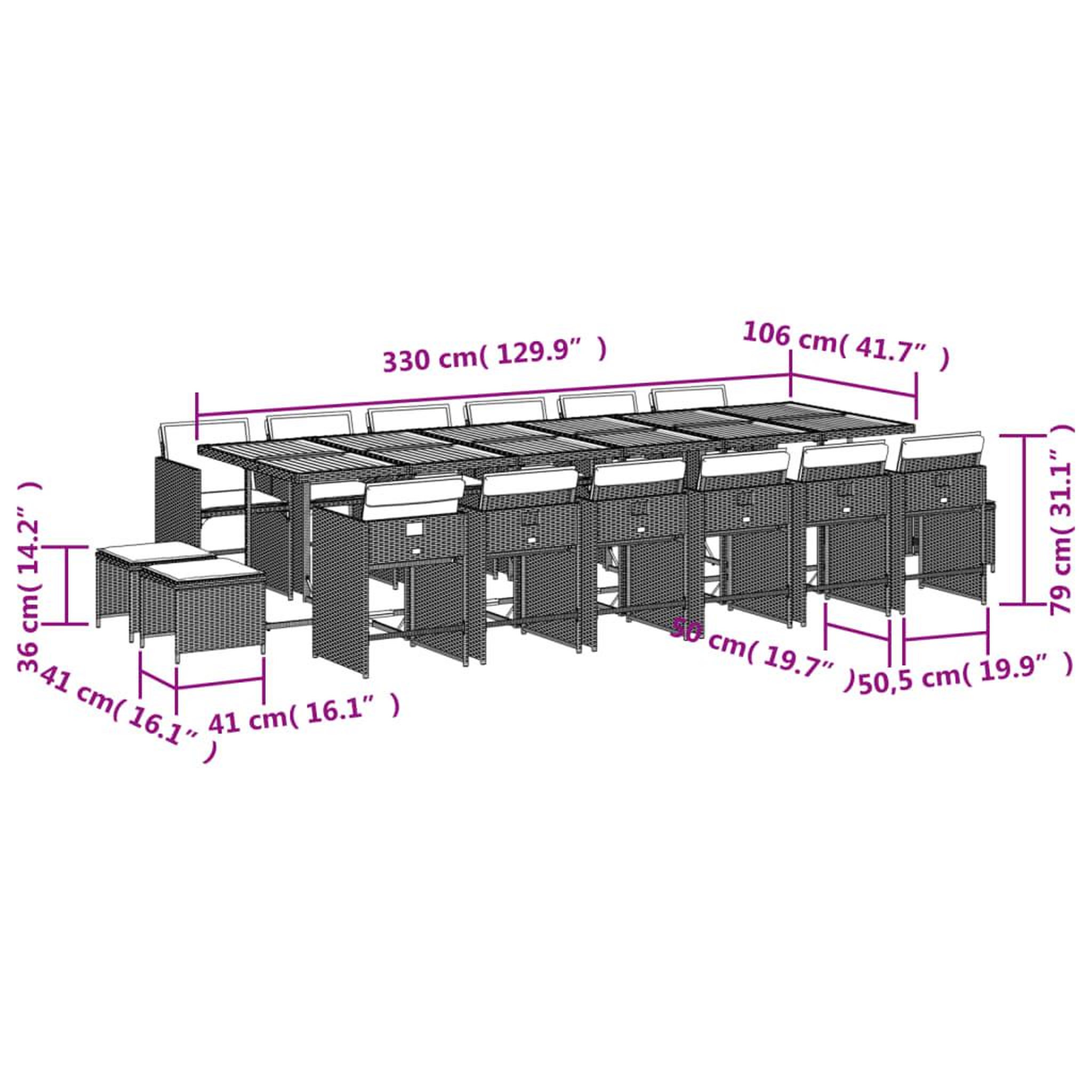 Voir la diapositive 6 : VIDAXL Ensemble a manger de jardin 17 pcs et coussins resine tressee