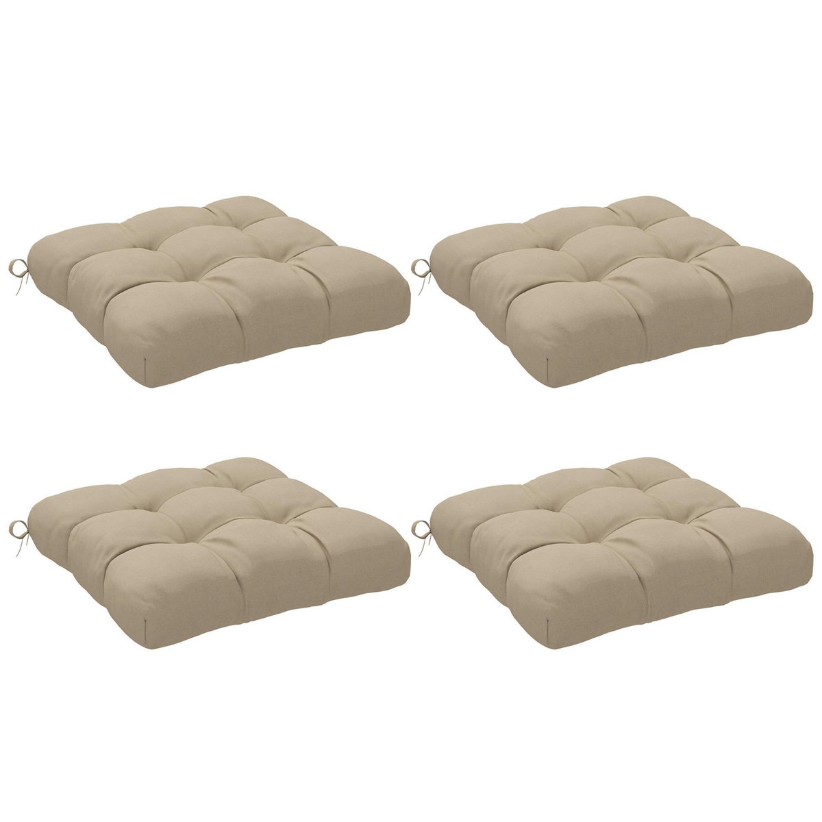 OUTSUNNY Lot de 4 coussins de chaise de jardin avec attaches kaki