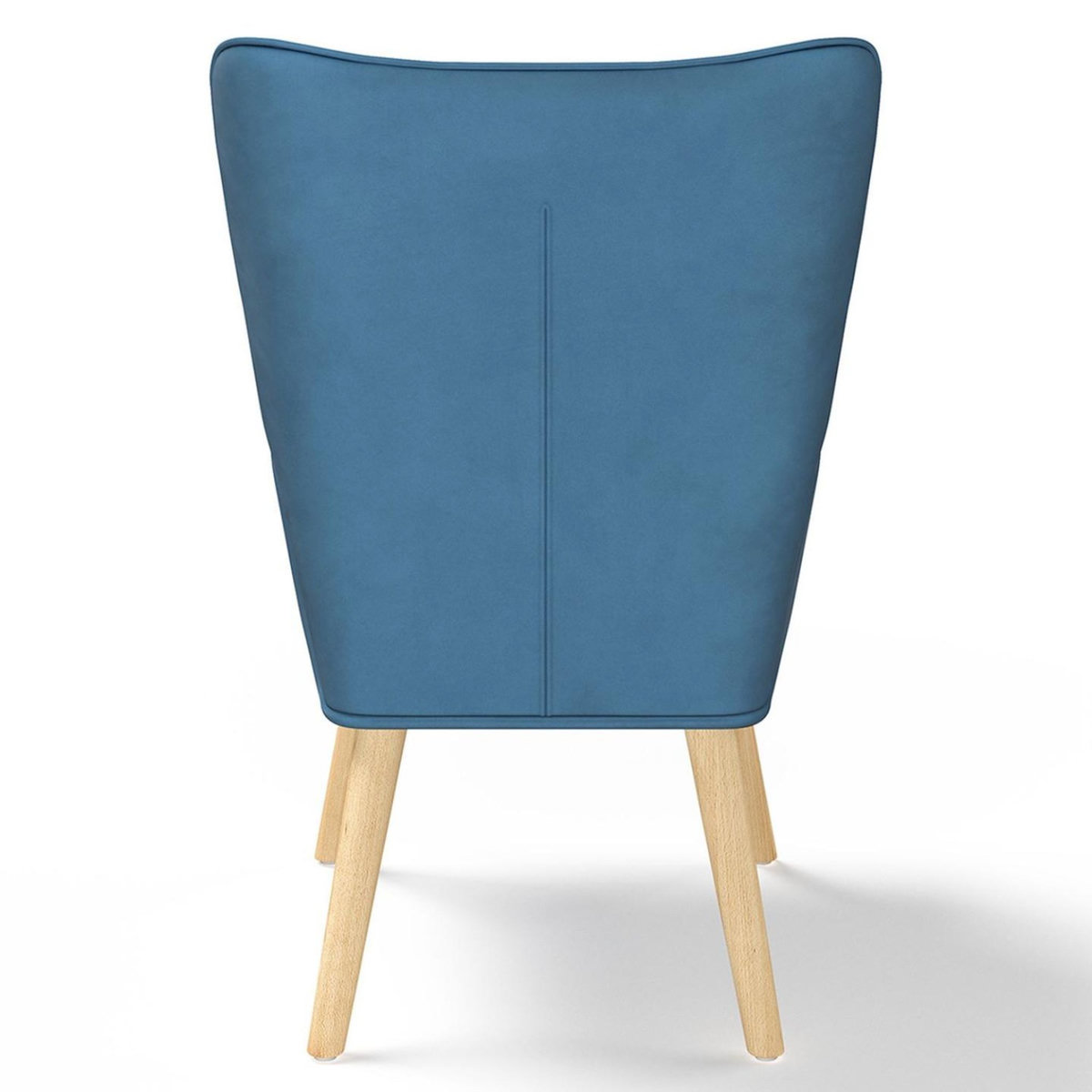 ID MARKET Fauteuil scandinave IVAR avec repose pieds en tissu patchwork et velours bleu