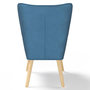 Voir la diapositive 4 : ID MARKET Fauteuil scandinave IVAR avec repose pieds en tissu patchwork et velours bleu