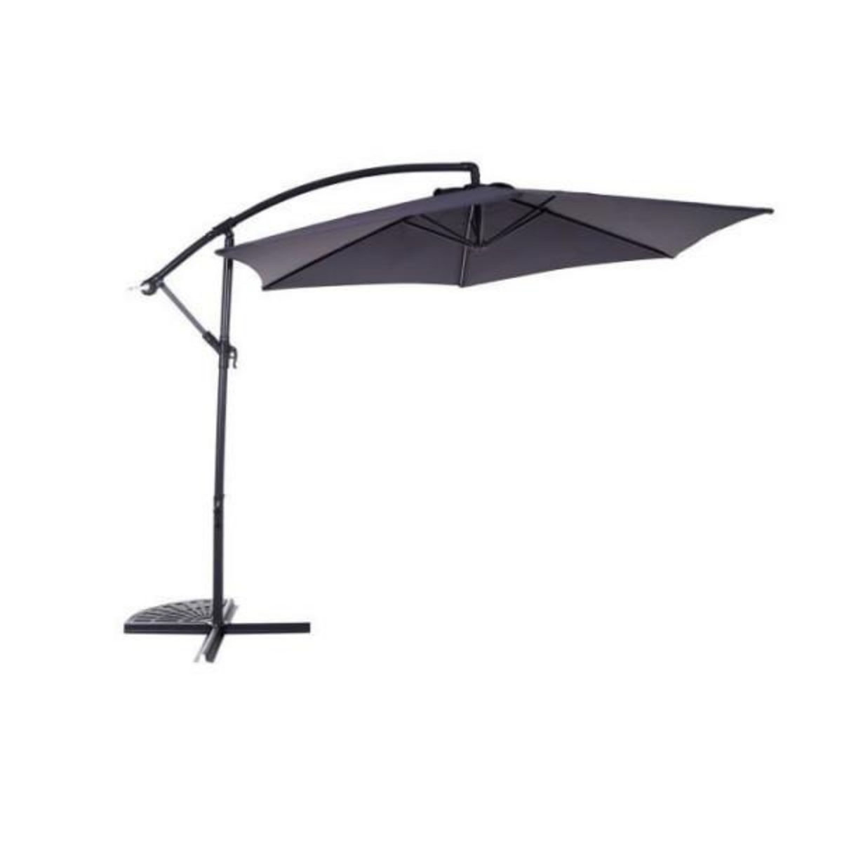 MARKET24 Parasol déporté diametre 3m - structure en aluminium avec toile polyester 180g- Gris - Tohota