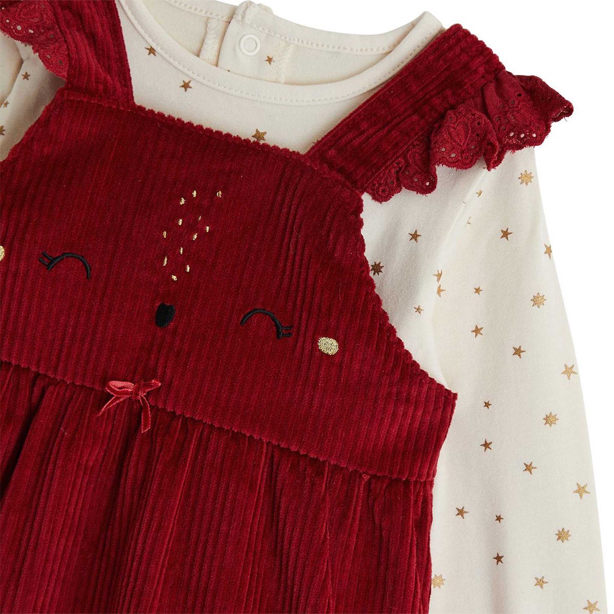 Voir la diapositive 3 : PETIT BEGUIN Ensemble bébé robe en velours côtelé et t-shirt Grace