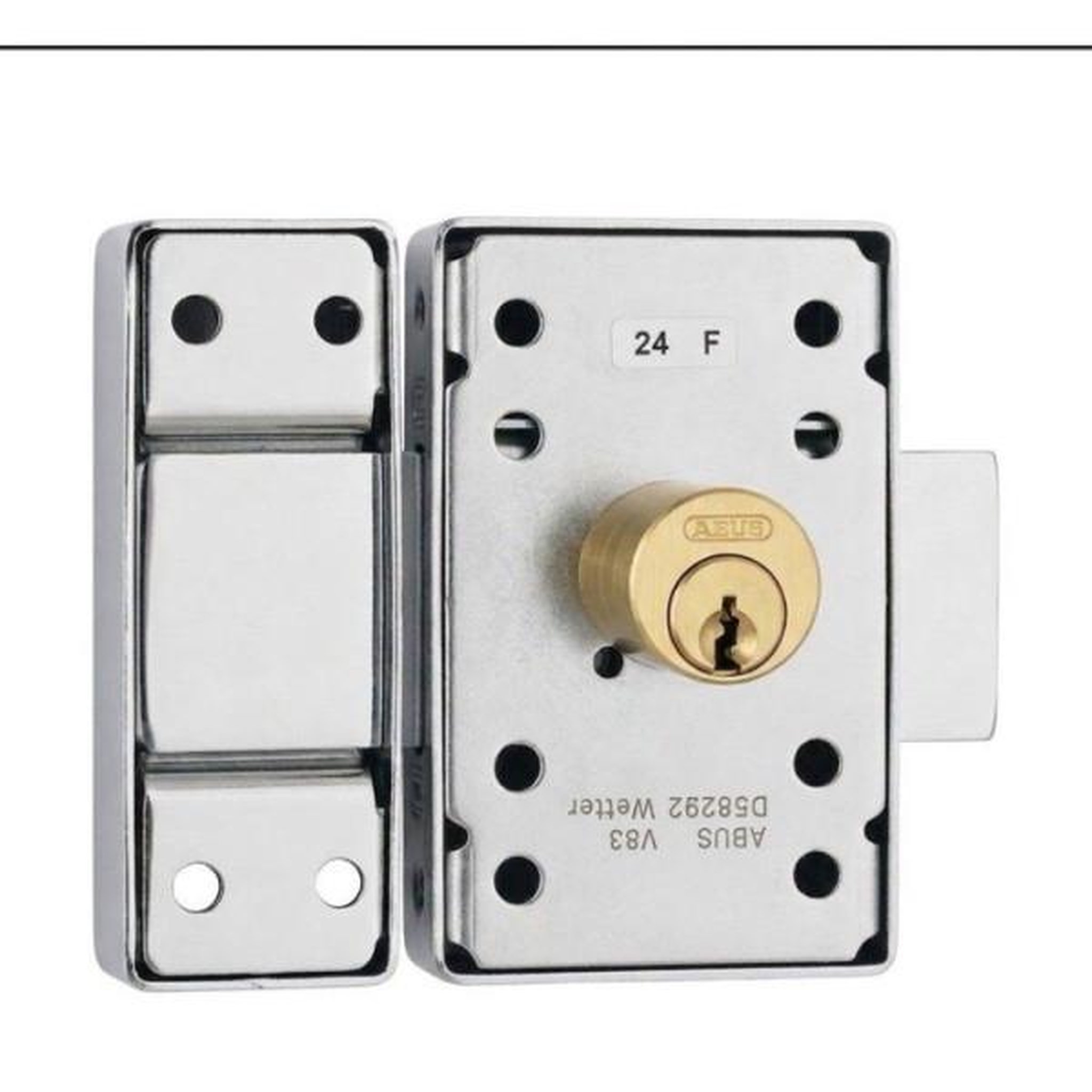 ABUS Verrou de porte - ABUS - V83 CB 40 F9 - a bouton - Acier brossé - Coffre acier
