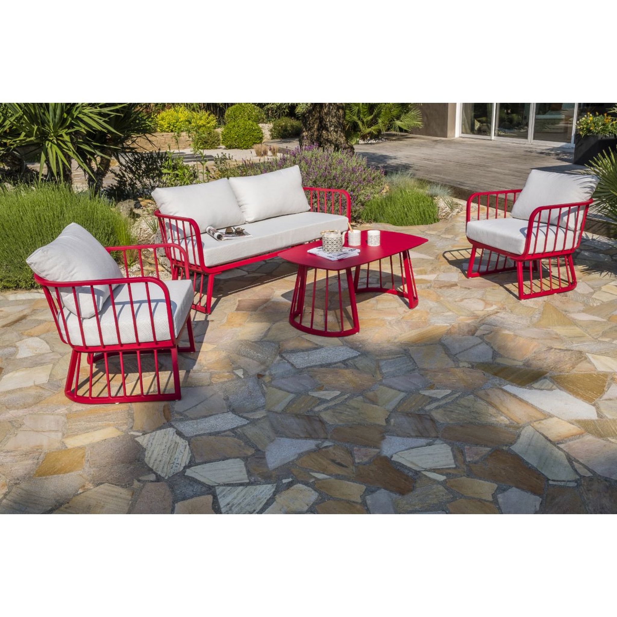 Voir la diapositive 1 : City Garden Salon bas de jardin - 4 places - Aluminium - Framboise - APOLLINE