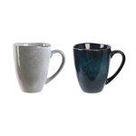 TOILINUX 2 Mugs design Au gré du temps - 300 ml - Gris et bleu