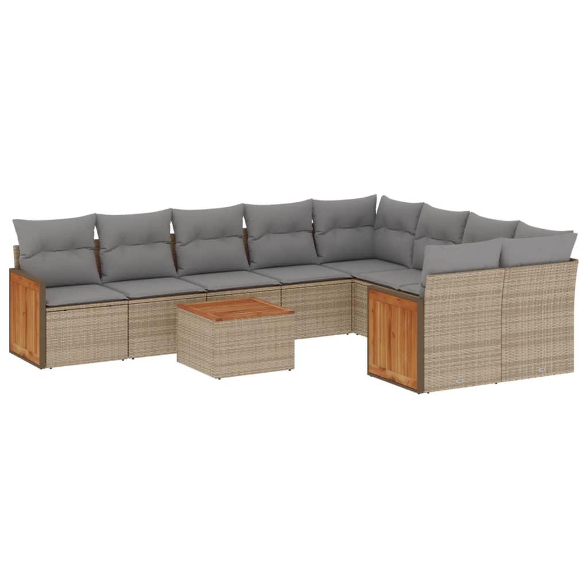 Voir la diapositive 2 : VIDAXL Salon de jardin avec coussins 10 pcs beige resine tressee