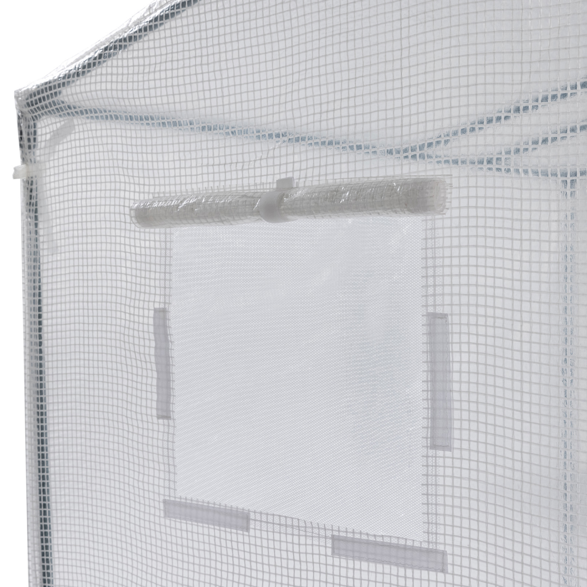 Voir la diapositive 5 : ID MARKET Serre de jardin, serre à tomates 200 x 78 x 169 cm acier + bâche anti-UV avec porte et 2 fenêtres toutes saisons blanche