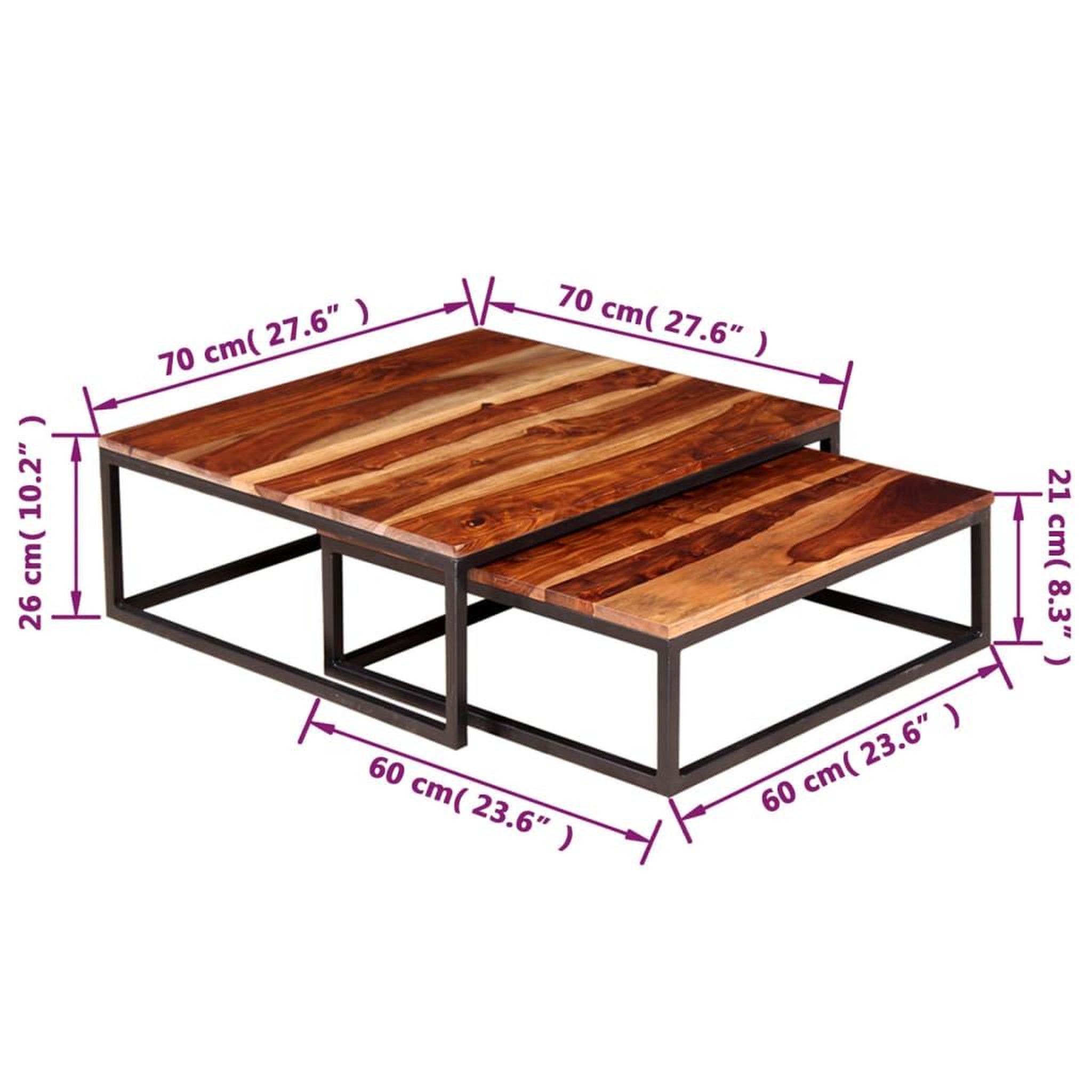 Voir la diapositive 6 : VIDAXL Ensemble de table basse gigogne 2 pcs Bois massif