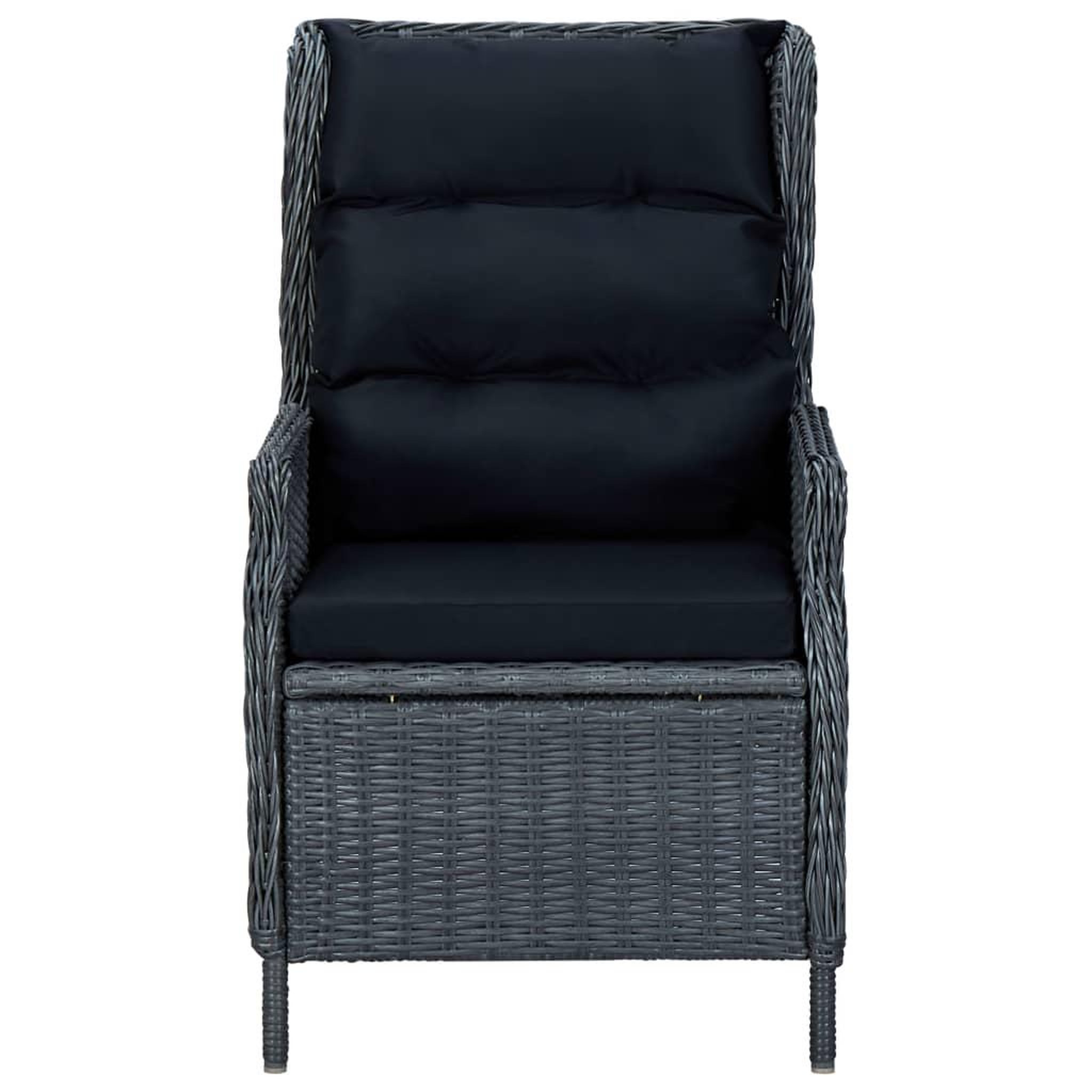 Voir la diapositive 5 : VIDAXL Ensemble a manger d'exterieur 9pcs et coussins rotin gris fonce