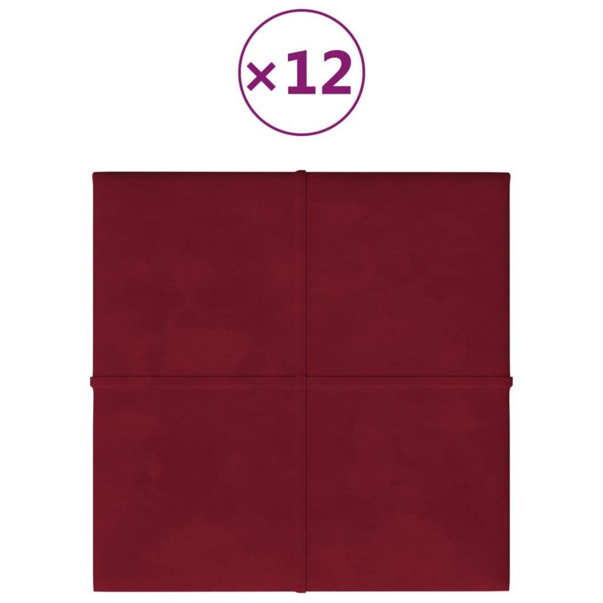 VIDAXL Panneaux muraux 12 pcs Rouge bordeaux 30x30 cm Velours 1,08 m^2