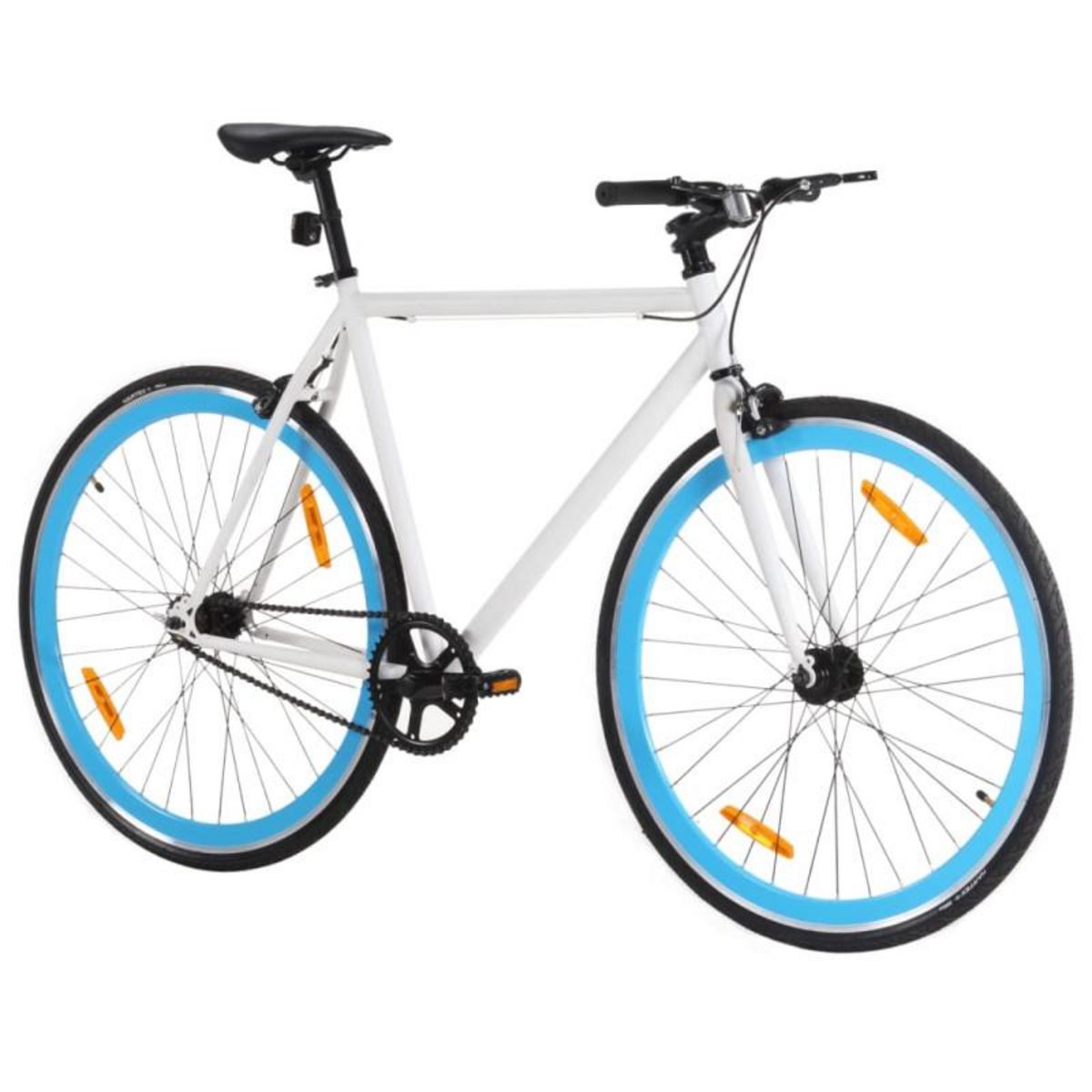 VIDAXL Vélo à pignon fixe blanc et bleu 700c 55 cm