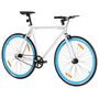 Voir la diapositive 2 : VIDAXL Vélo à pignon fixe blanc et bleu 700c 55 cm