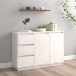 VIDAXL Buffet Blanc 111x34x75 cm Bois massif de pin