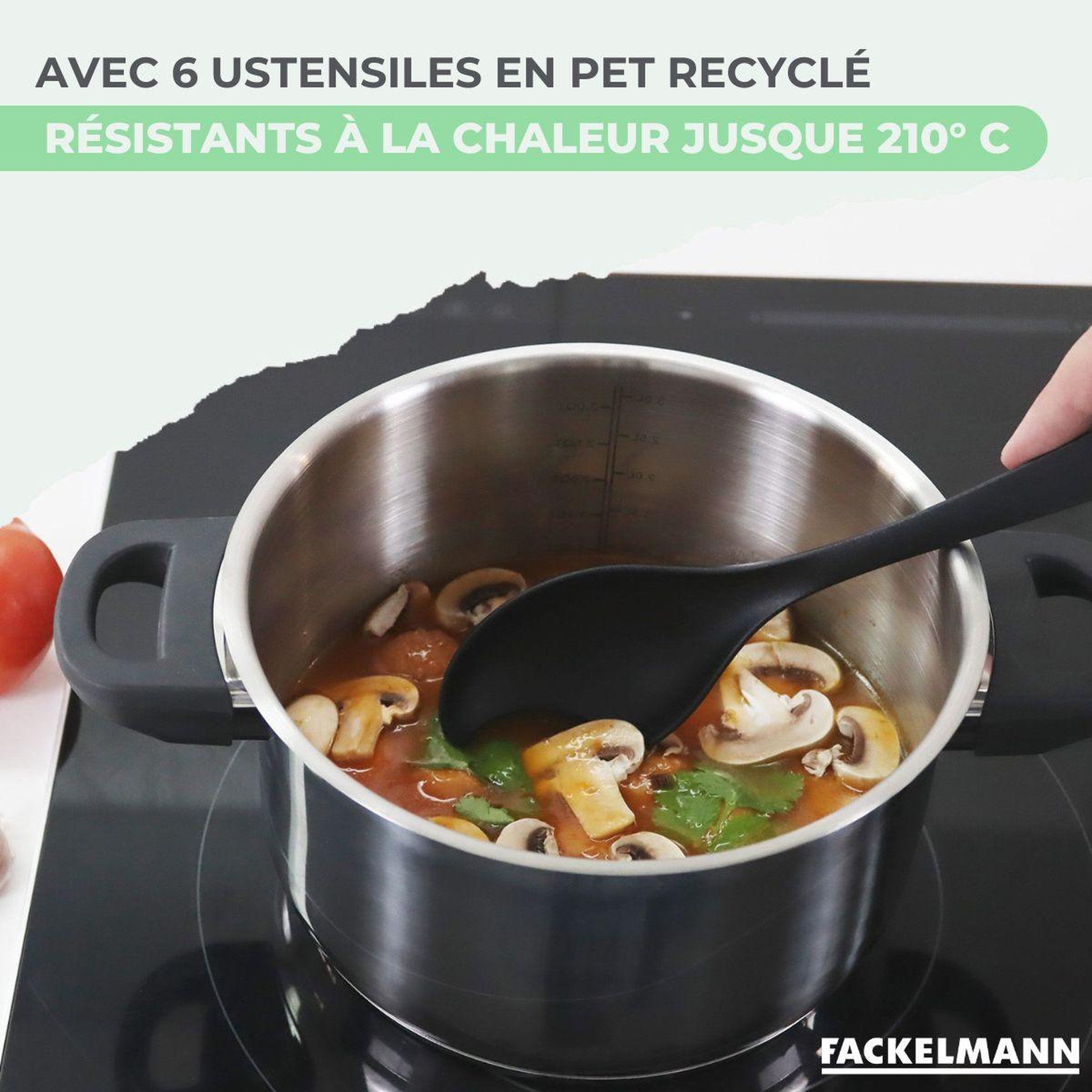 Voir la diapositive 4 : Fackelmann Set poêle antiadhésive céramique 24 cm et 6 ustensiles fackelmann brandao