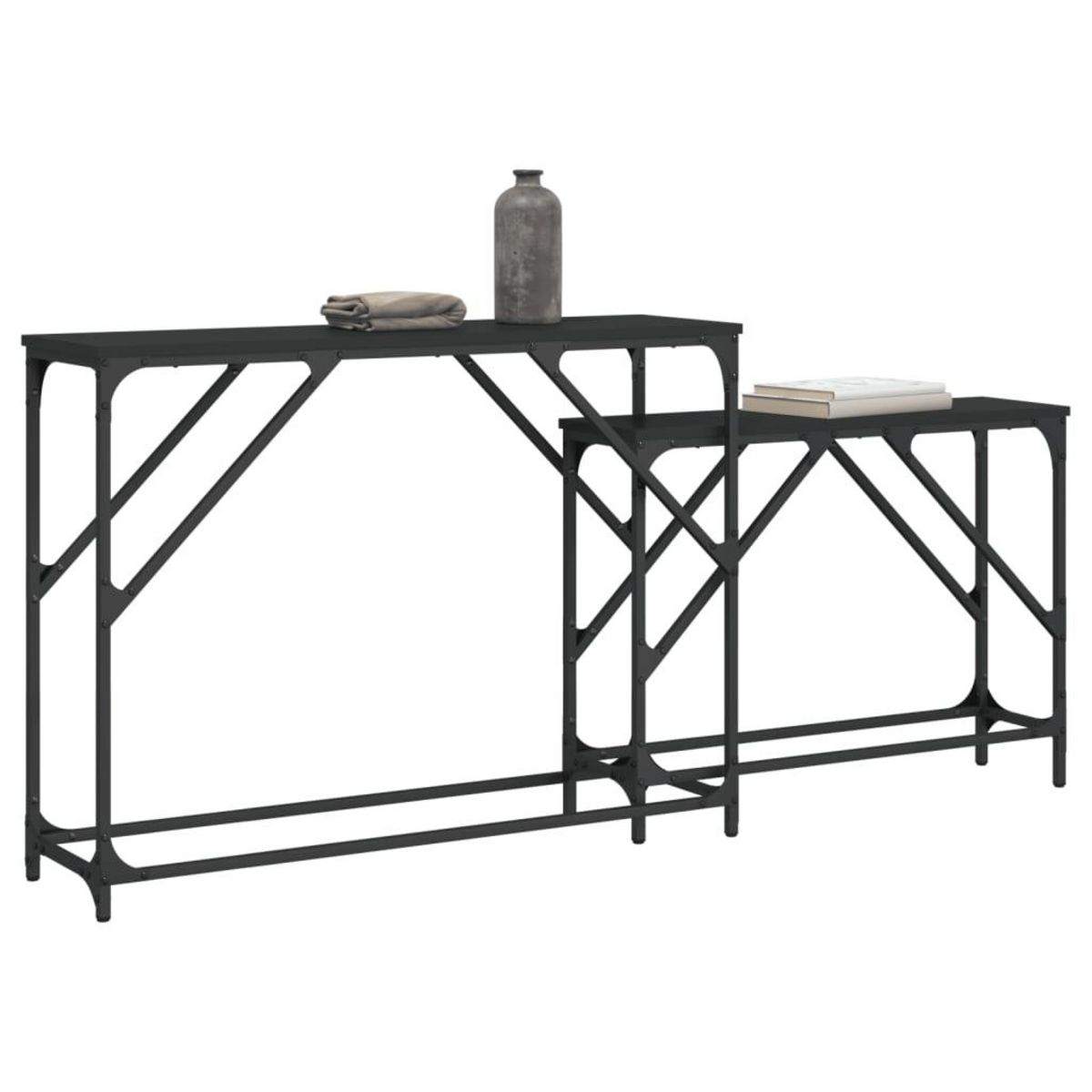 VIDAXL Tables console gigognes 2 pcs noir bois d'ingenierie