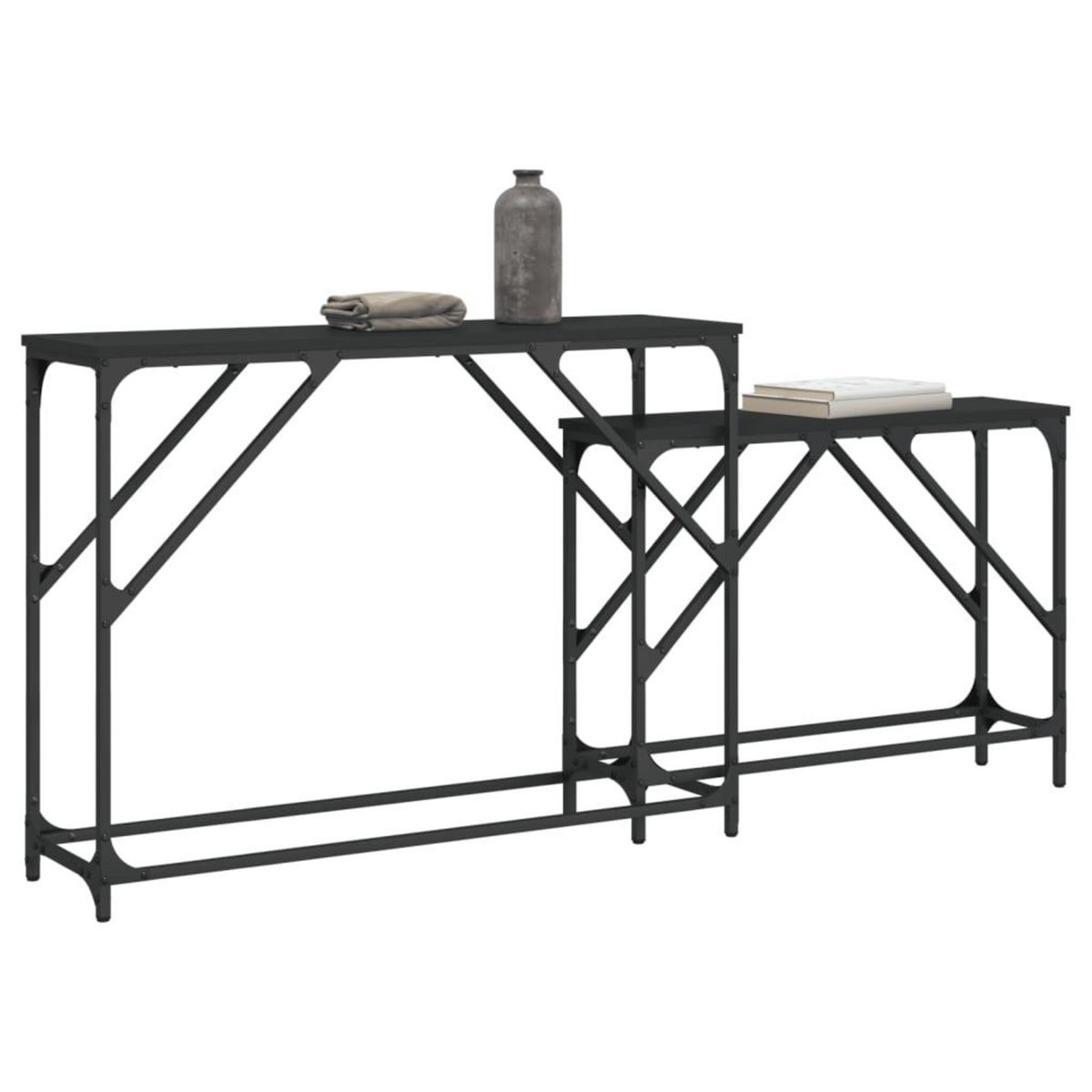 VIDAXL Tables console gigognes 2 pcs noir bois d'ingenierie