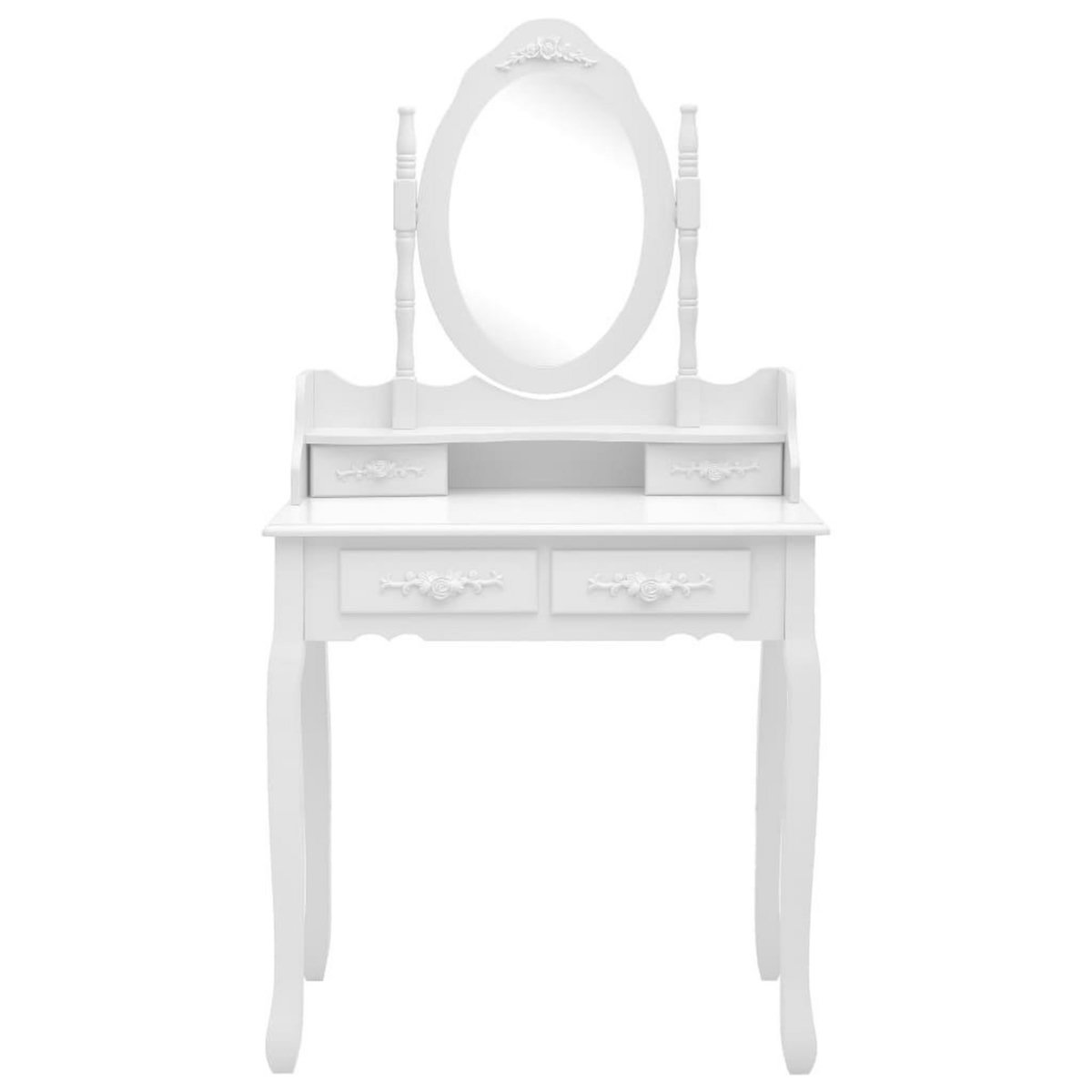 VIDAXL Ensemble de coiffeuse avec tabouret Blanc 75x69x140cm Paulownia