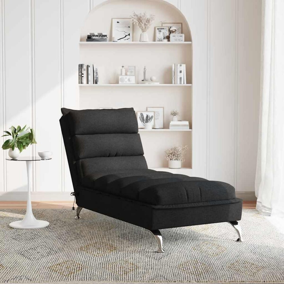 VIDAXL Chaise longue de massage avec coussins noir tissu