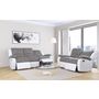 Voir la diapositive 2 : Canapé relax manuel bi- matière tissu gris  +pu Blanc HELENE