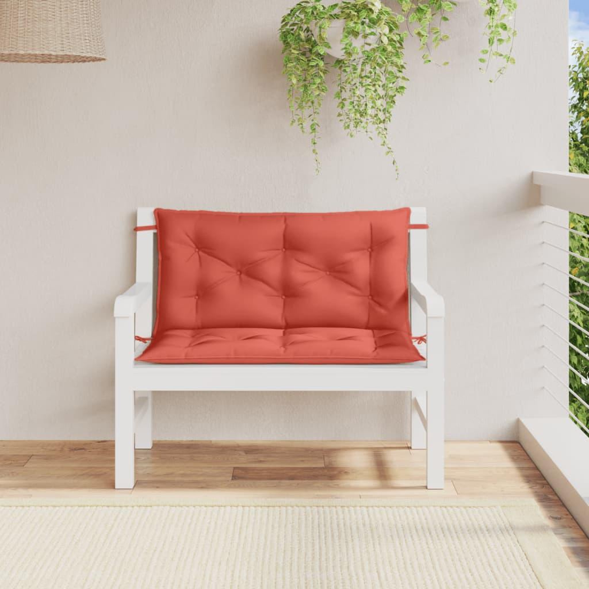 Voir la diapositive 3 : VIDAXL Coussins de banc de jardin lot de 2 rouge melange tissu