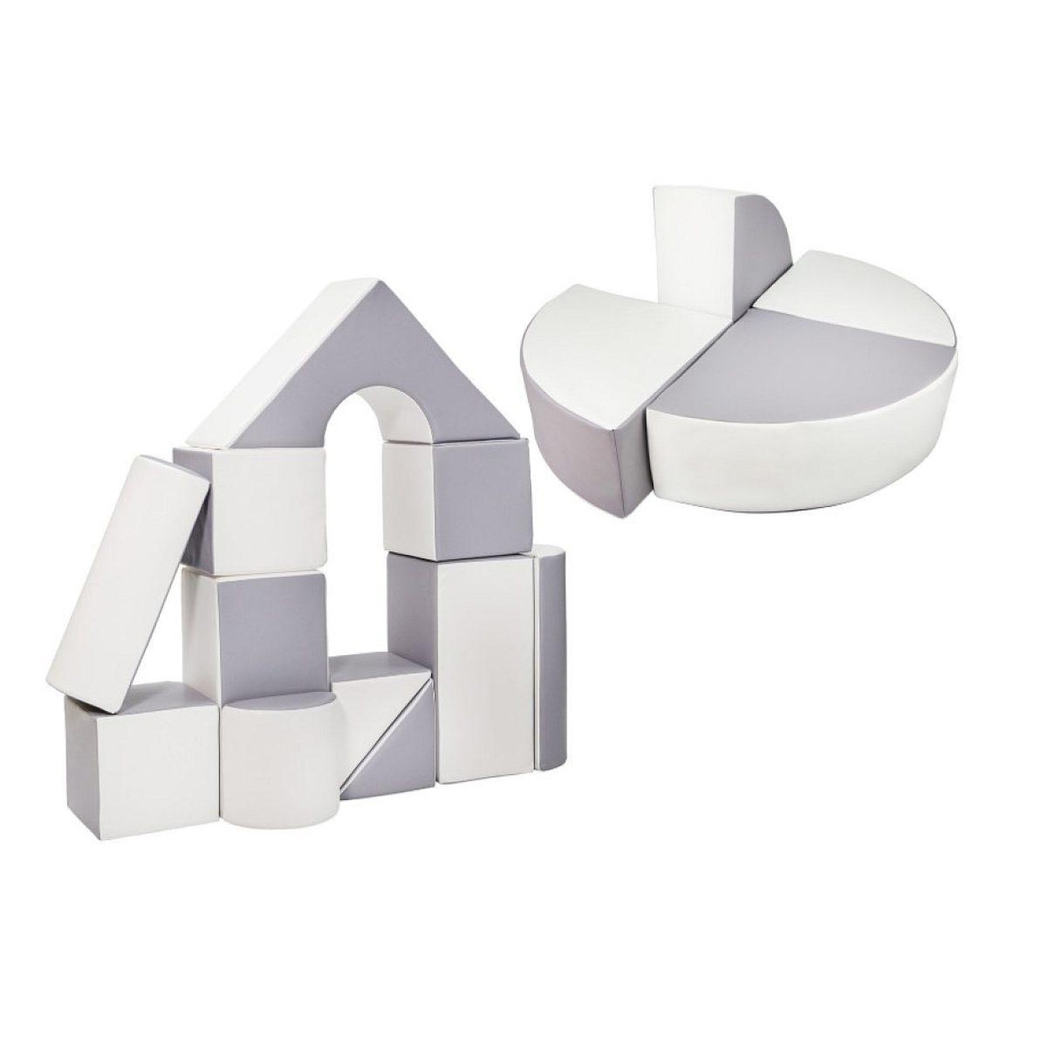 VELINDA Set de 15 blocs en mousse le jeu blanc gris